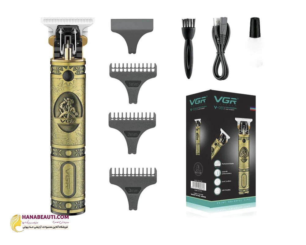 ماشین اصلاح موی سر و صورت وی جی ار مدل 085 اصل همراه با حک لوگو و طراحی اورجینال