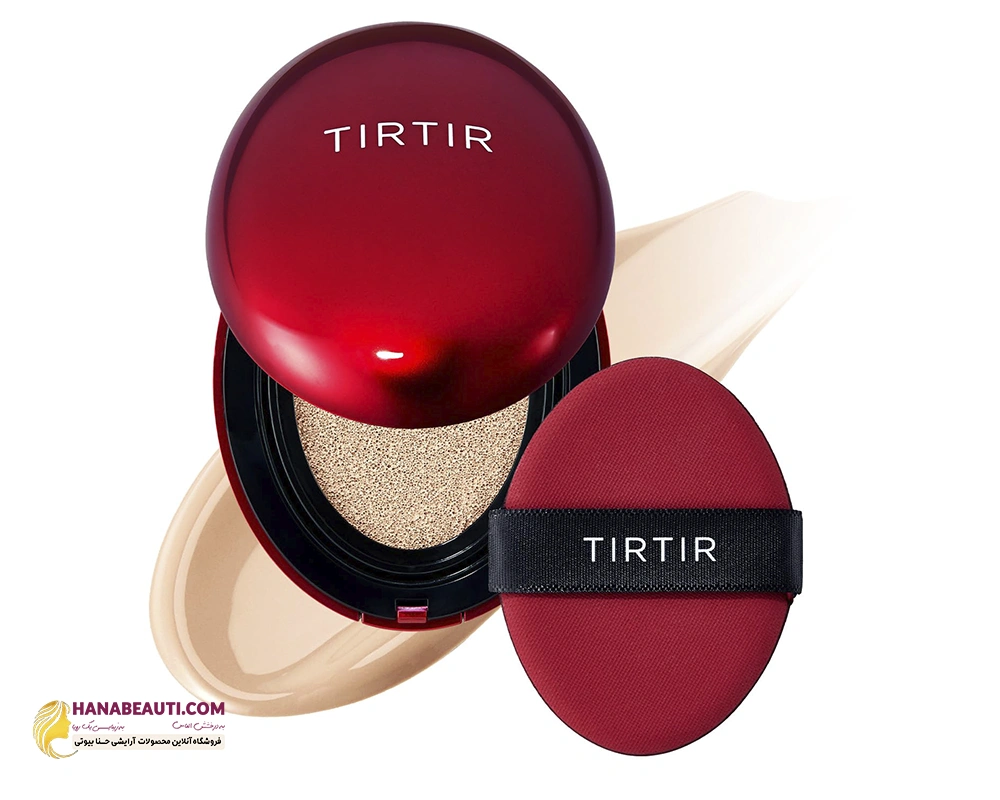 کوشن فول کاور برند تیر تیر TIRTIR Mask Fit مدل لته TIRTIR Mask Fit Red Cushion Foundation رنگ 21C Cool Ivory