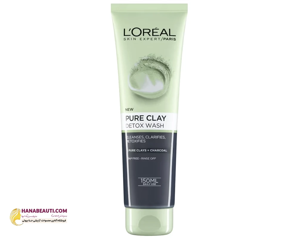 ژل شوینده و سم زدای صورت خاک رس و شارکل لورال LOreal Pure Clay Detox Wash